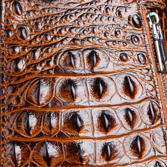 Crocodile Pattern Messenger Bag Chest Top Layer Cowhide All-match Sports Shoulder Bag Small Backpack Embossed Fashion Leather