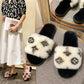 Slippers for Women Winter Fur Cotton Slides Open Toe Luxury Designer Indoor Soft Lady Slippers Shoes Leopard Sexy Female Winter Slipper Plus Size
