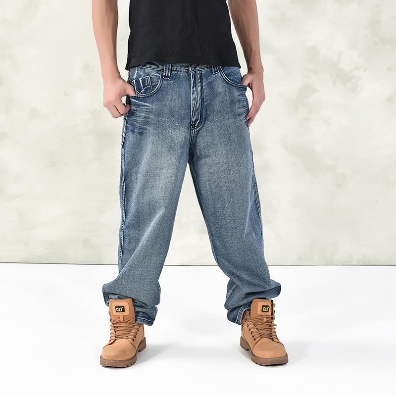Baggy Jeans Men Plus Size Blue Casual Denim Pants Skateboard Hip Hop Jeans Trousers Oversized Loose Male Jeans Pants 40 42 44 46