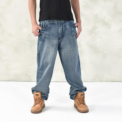 Baggy Jeans Men Plus Size Blue Casual Denim Pants Skateboard Hip Hop Jeans Trousers Oversized Loose Male Jeans Pants 40 42 44 46