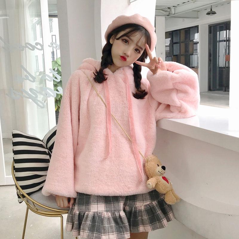 Hood Top Autumn Winter Sweatshirt Cotton Women's Sweatshirt Wild Large Size Long Sleeve Warm