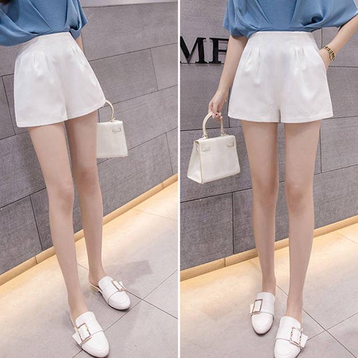 Women Elasticated High-waist Chiffon Shorts Anti-light Slim Students Casual Mini A Pants