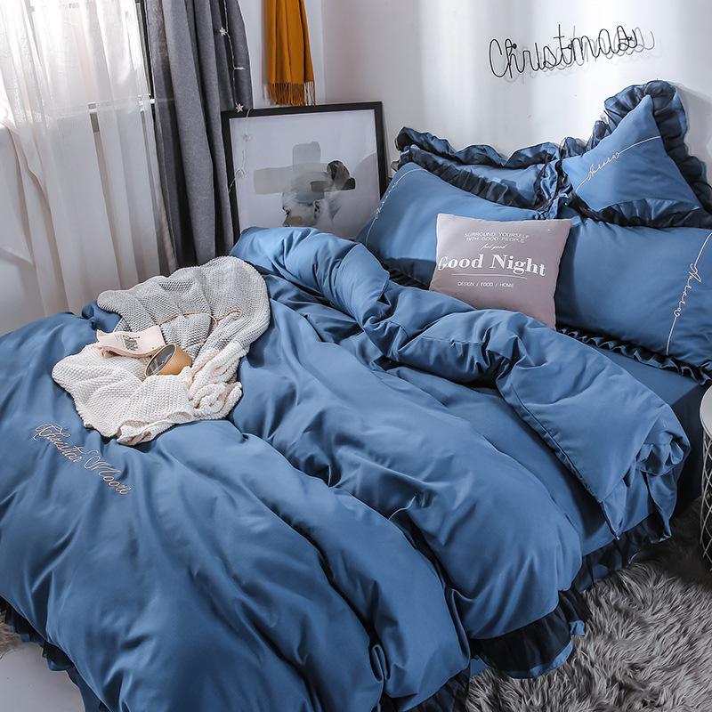 4 Pcs Set Pillowcase Home Textile Quilt Fashion Bedding Set Princess Style Bedclothes