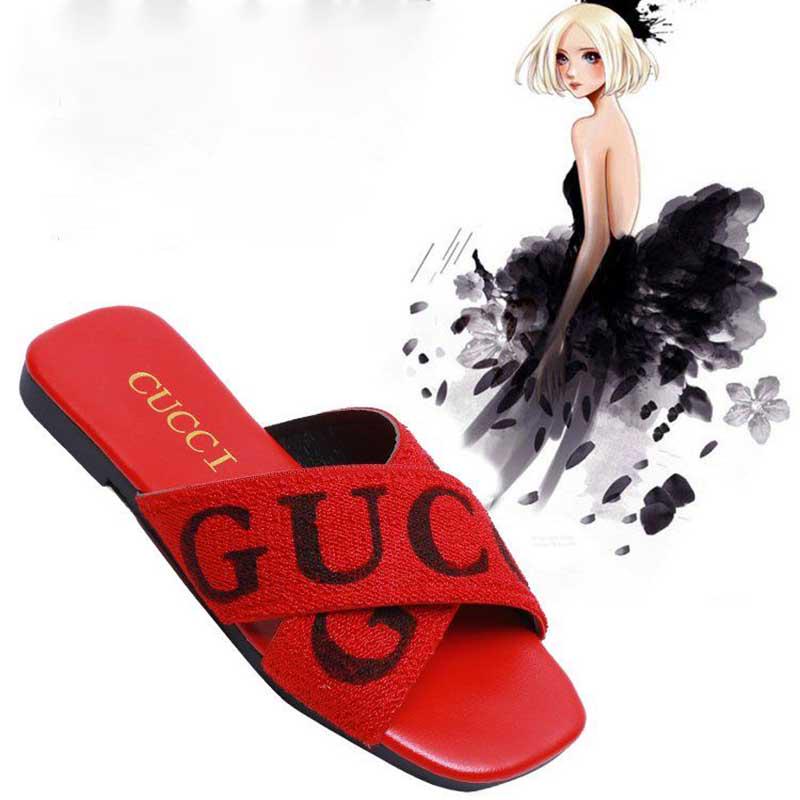 Slippers Women Fashion Wear Flat Bottom Summer Cross Weave Hong Kong Style Wild Social Sandals