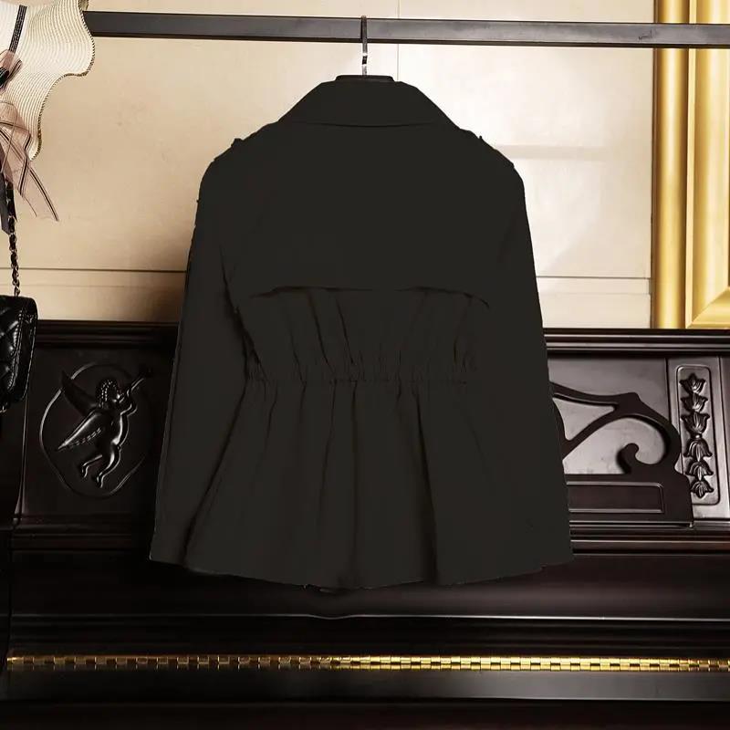 Short Windbreaker Women's Autumn and Winter Small Size Lantern Sleeve Skirt Waist Was Thin Korean Jacket