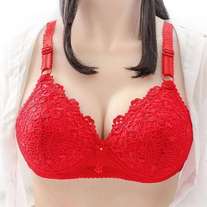Thin Sexy Beautiful Back Breathable Lace Without Steel Rings Gathering Adjustable Anti-sagging Women's Underwear Bra