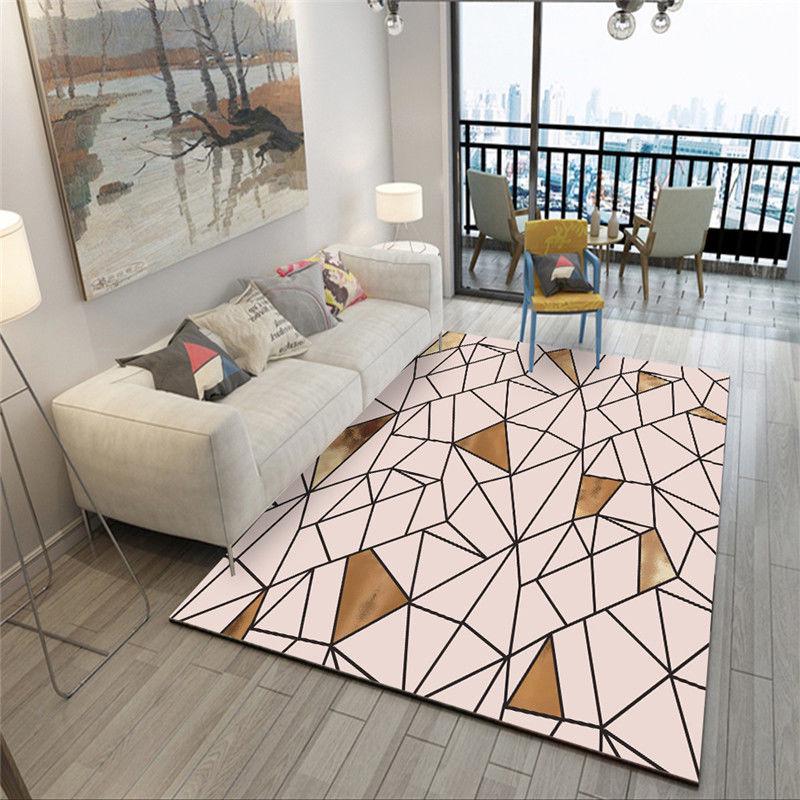 Nordic Geometric Printed Carpets Rugs Modern Coffee Table Bedroom Living Room Non-Slip Floor Mats