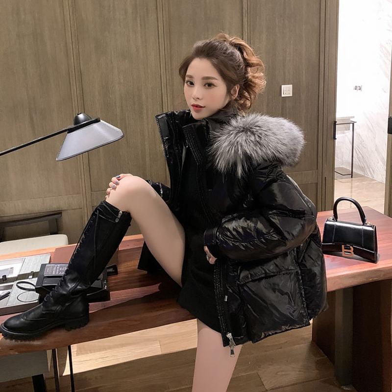 Winter Padded Down Coat Women's Short Bread Coat All-match Fur collar hood Cotton Coat
