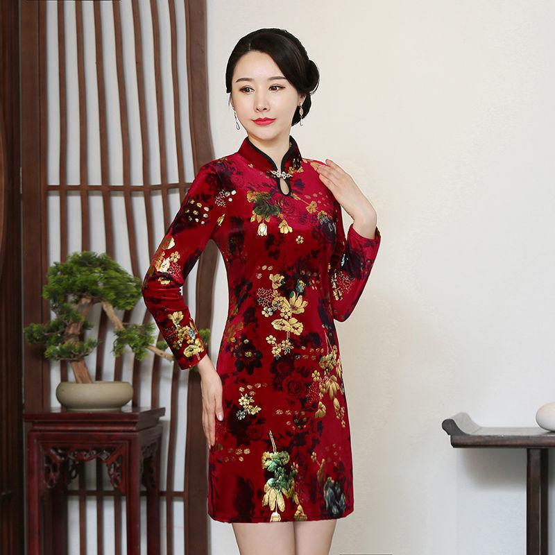 Chinese Women's Charming Mini Dress Evening Dress Dragon & Phoenix Cheongsam Qipao Large Size