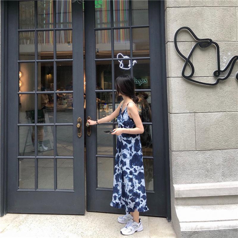 French Niche Dress Female Summer Korean V-neck Temperament Suspender Skirt Small Long Dress