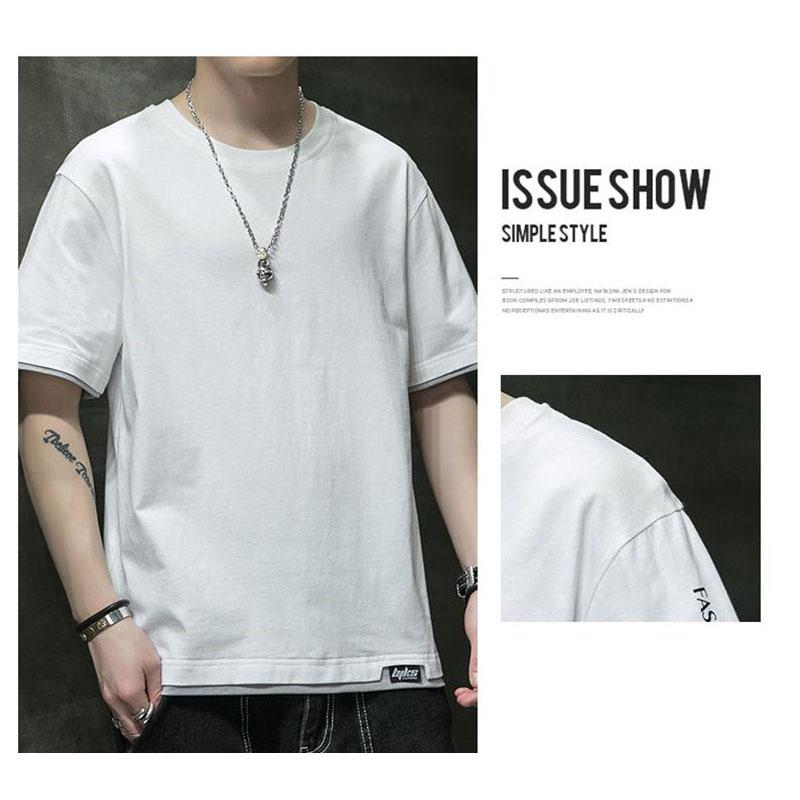 Summer Tees Men Shirts Graphic T-shirts Solid Color Casual Pullover Half Sleeve Overshirt Stretch Male Clothing