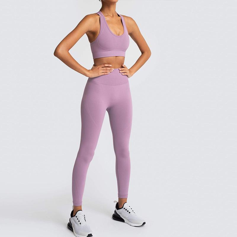 Sports Outfit Fitness Set Athletic Wear Yoga Clothing Set Sports Suit Women Sportswear Seamless Knit Hips Sports Yoga Set Fitness Bra Vest Set
