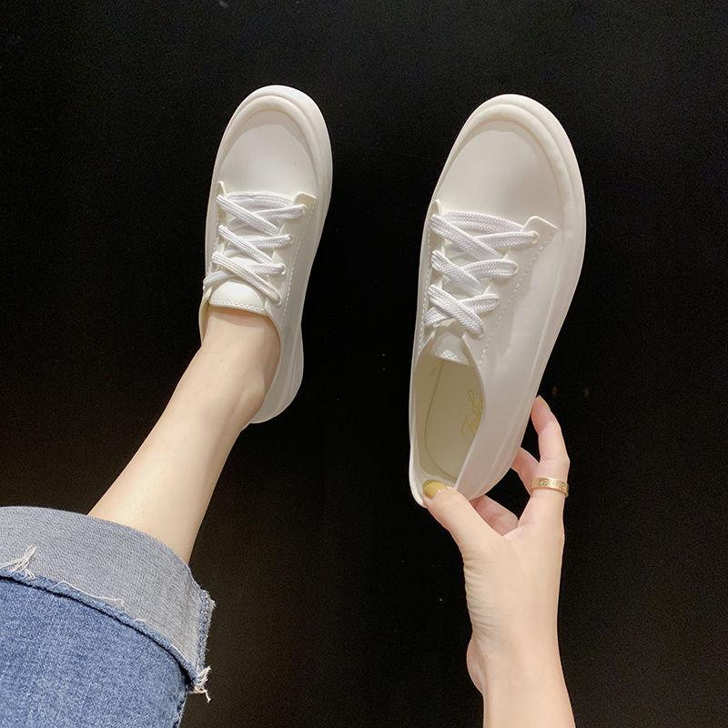 Women Flats 2020 Arrival Antiskid Lace Up Round Toe Casual Shoes Outdoor Water Proof Comfortble Soft Women Jelly Shoes