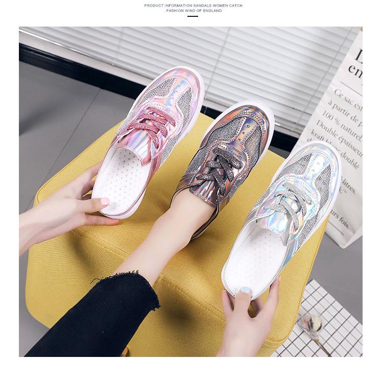 Summer Women Slippers Casual Soft Comfortable Mesh Outside Flat Slides Half Beach Slippers Woman Flip Flops