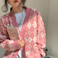 Autumn Winter Check Color Contrast V-neck Long  Sleeved Sweater Jacket Women Retro College Style Loose Knit Cardigan Outer Wear