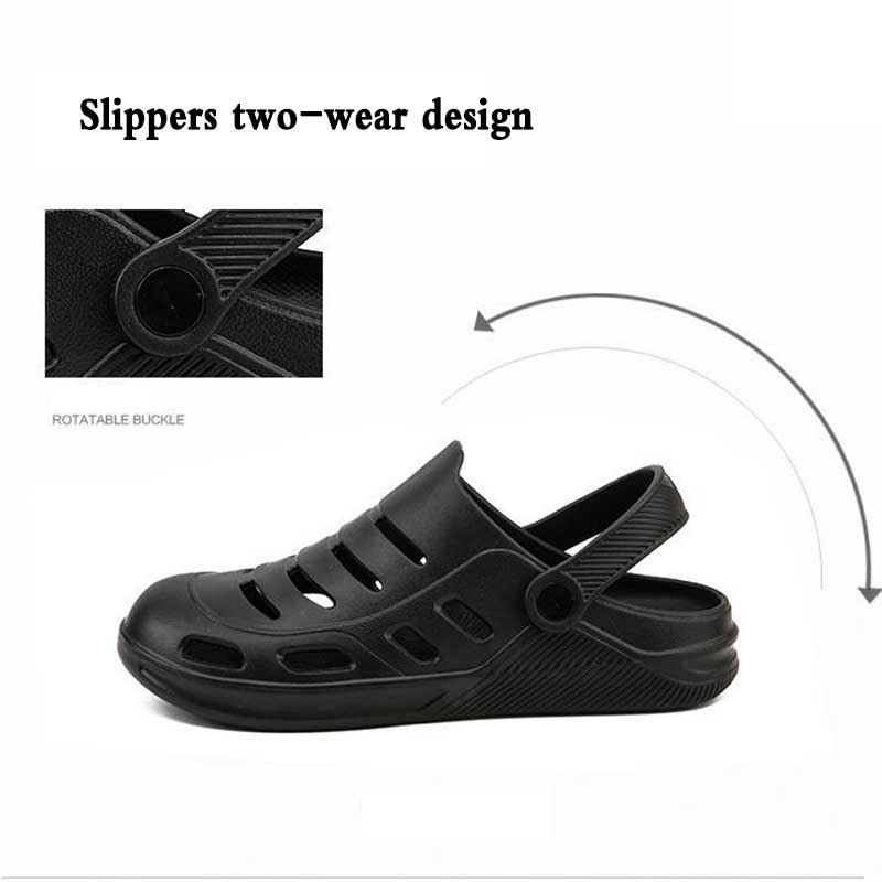 Men's Dong Cave Shoes Beach Slippers Baotou Hollow Soft Bottom Sandals Cover Feet Large Size