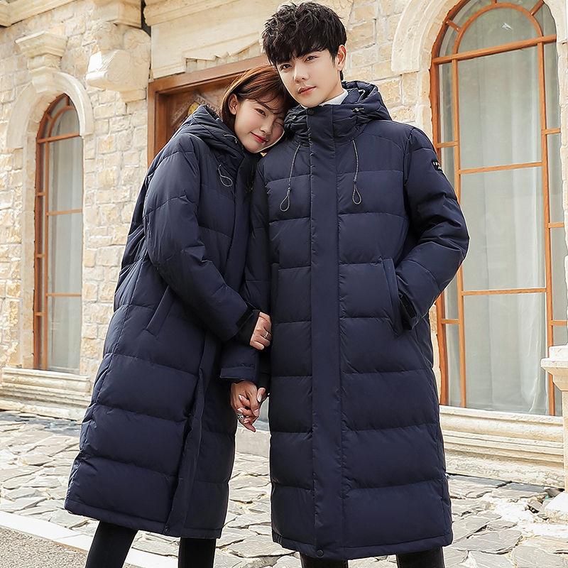 Fashion Hooded Long Men's Down Jacket Autumn and Winter Plus Down Thick Warm White Duck Down Couple Down Jacket
