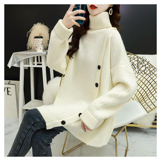 Turtleneck Loose Sweater Outer Wear Knitted Thick Coat Autumn and Winter Youth Fashion Women's Jacket