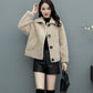 Fashion Ladies Lapel Lamb Velvet Jacket Winter Long Large Size Button Jacket Thick Warm Long-sleeved Cardigan Jacket