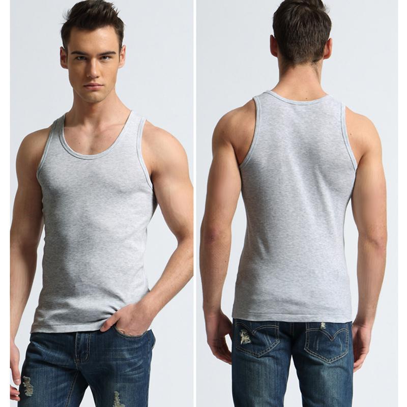 Summer Men's I-shaped Vest Pure Cotton Self-cultivation Student Sports Hurdle Base Solid Color Does Not Fade Cotton Sweat Vest