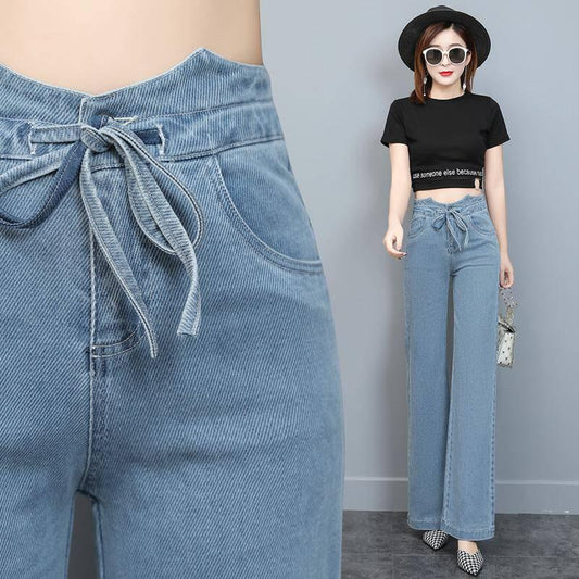 Fashion Women's Button Pocket Trousers Jeans Casual Denim Wide Leg Pants