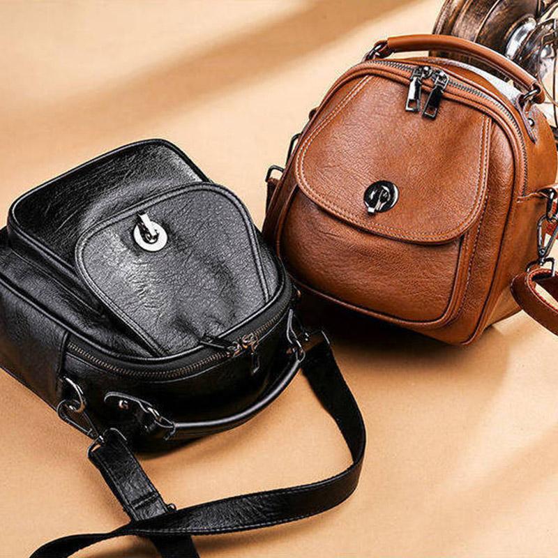 Multifunctional Backpack Handbag Trend Korean Fashion Simple and Versatile Soft Leather Small Backpack