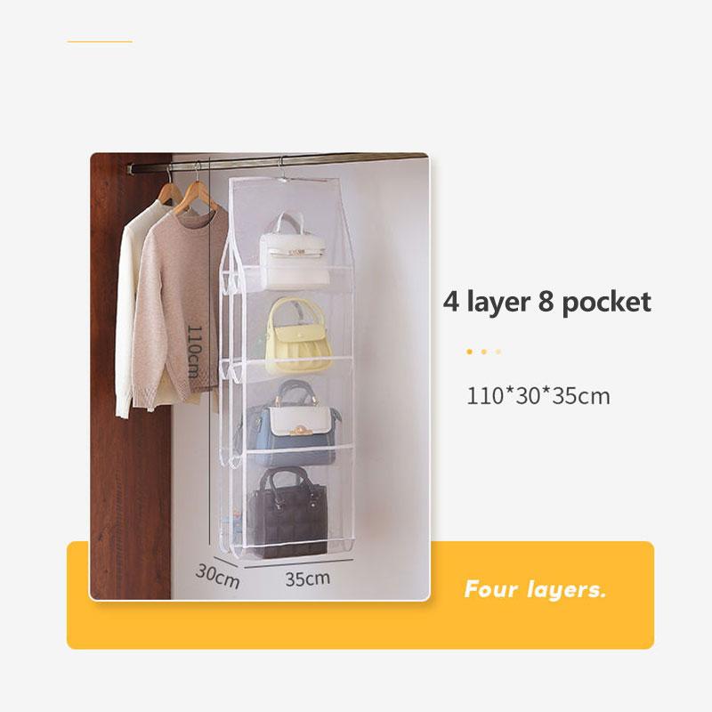 6/8 Pocket Bags Hanging Bags Handbags Wallets Storage Bags Double-sided Storage Artifacts Dustproof Suspension Punch-free Bags Wardrobe Storage Bags