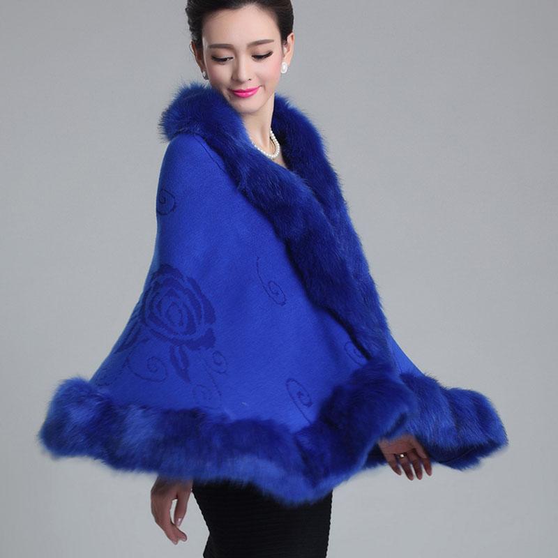 Autumn and Winter Imitation Fox Fur Coat Ladies Shawl Cloak Loose Large Size Short Fur Collar Cloak Thick