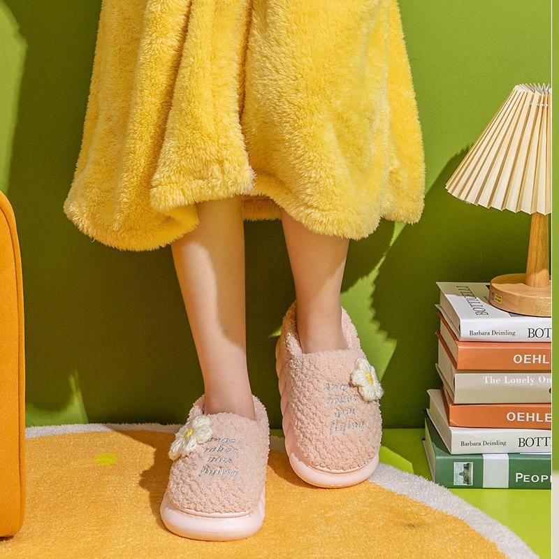 Cotton Slippers Women's Autumn and Winter Models Plush Cute Soft Sole All-inclusive with Home Non-slip Cold-proof Warmth Month Cotton Shoes