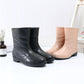 Ladies Rain Boots Mid Tube Faux Leather Anti-Slip Water Shoes Water Boots Kitchen Waterproof Shoes