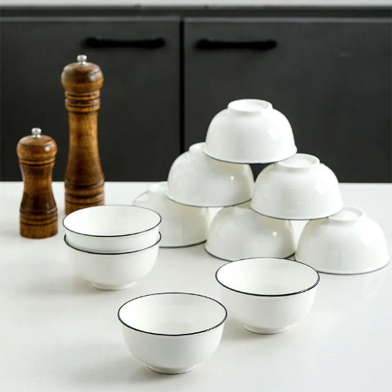 Ceramic Rice Bowl Soup Bowl Big Bowl Instant Noodle Bowl Small Bowl Chopsticks A Set of Bowls Large Household High-value Bowl Wholesale Tableware