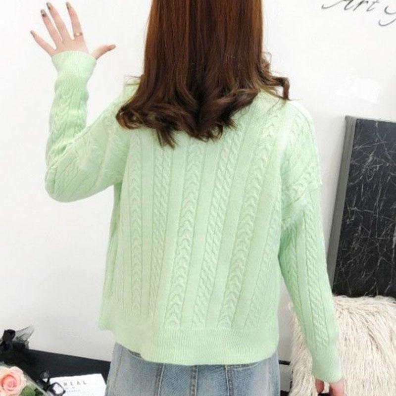 Spring and Autumn Knitted Cardigan Sweater College Style Short Loose Top Fashion Simple Female Jacket