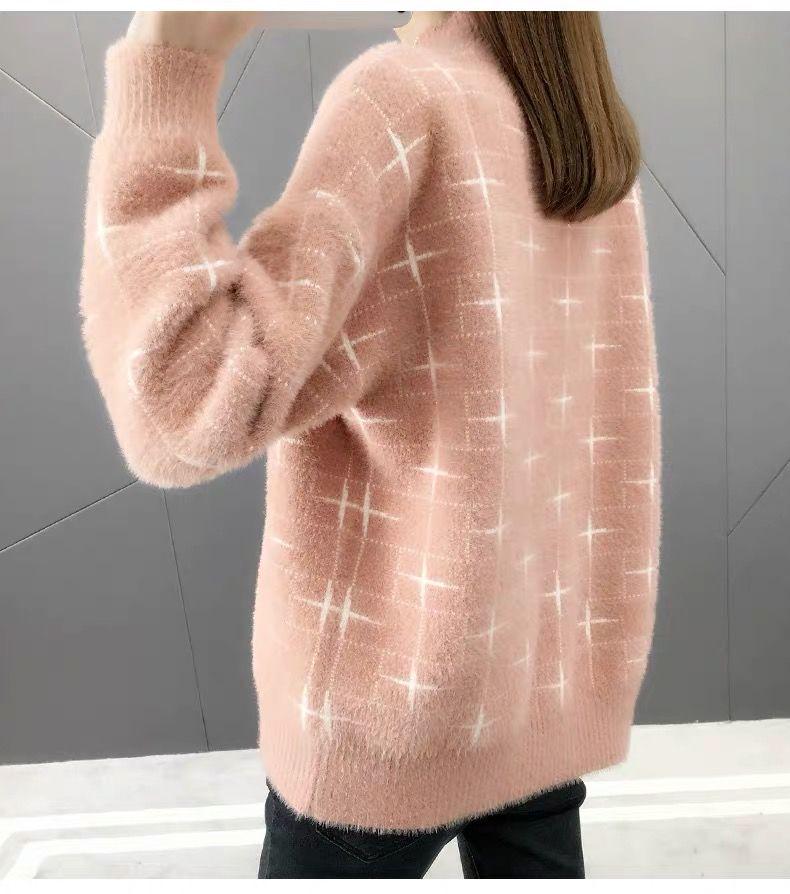 Autumn Warm Thick Turtleneck Sweater Women Loose Long Sleeve Ladies Faux Mink Velvet Pullover
