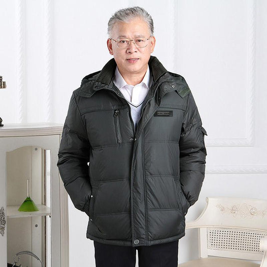 Elderly Down Jacket Men Middle-aged and Elderly Men Thick Down Jacket Duck Down Loose Coat