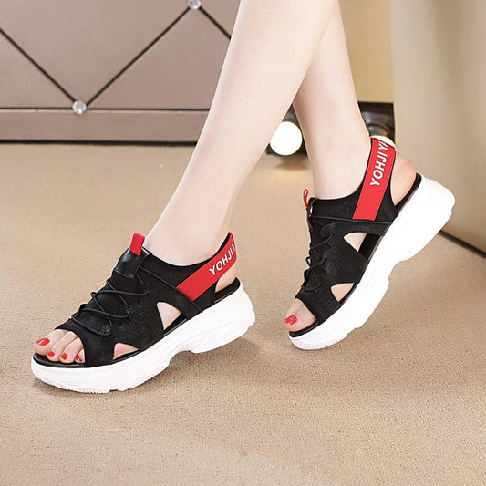 Simple Sports Sandals Women's Summer All-match Muffin Thick-soled Women's Casual Sports Sandals Breathable Lightweight Non-slip