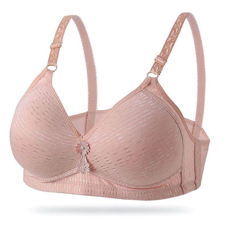 Thin, Breathable Large Size Bra Gather No Steel Ring Underwear Bra Lightweight Breathable Embroidered Pendant Comfortable and Soft