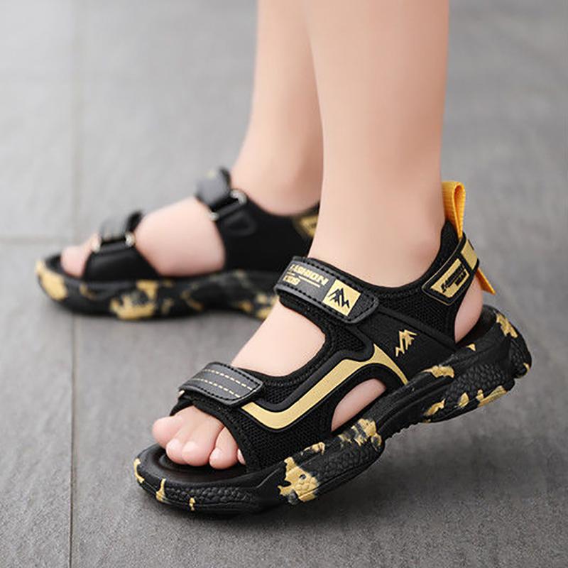 Boys Leather Sandals Summer Children's Beach Shoes Student Soft-soled Non-slip Shoes