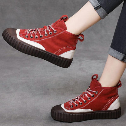 Ladies High-top Canvas Shoes Student Retro Style Sneakers All-match Casual Sports Shoes