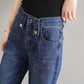 Elastic Waist Denim Wide Leg Pants Women's High Waist Autumn Small Loose Straight Leg Pants Mopping Pants