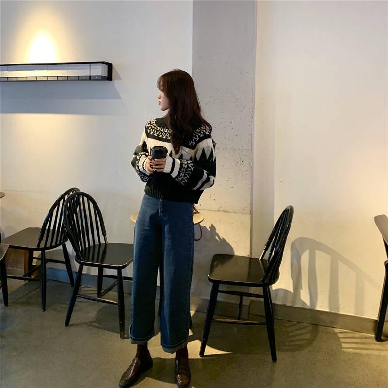 Autumn Winter Loose Thickened Hit Color Short Sweater Women's Hedging Long-sleeved Student