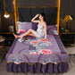 3pcs/set Cute Princess Style Sheets Korean Queen-size Bed Skirt Printed One-piece Sheets