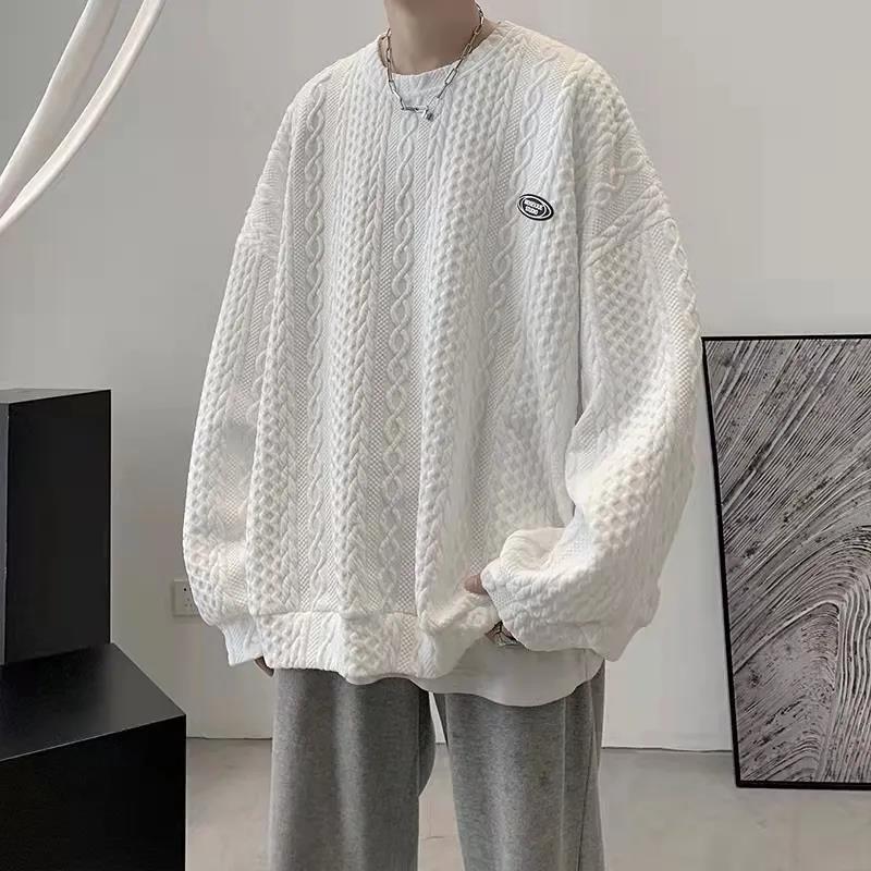 Winter Warm Thick Sweater Men's Loose Round Neck Design Sense of Autumn and Winter Lovers Knitted Top