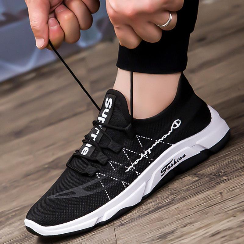 Mesh Shoes Breathable Running Shoes Sports Shoes Men's Trendy Shoes Men's Casual Shoes Solid Color Non-slip Shoes
