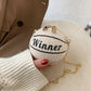 Round Ball Bag Metal Chain Messenger Bag Cute Small Bag Wild Mini Bag Girl Women Outing Trip Basketball Crossbody Bags