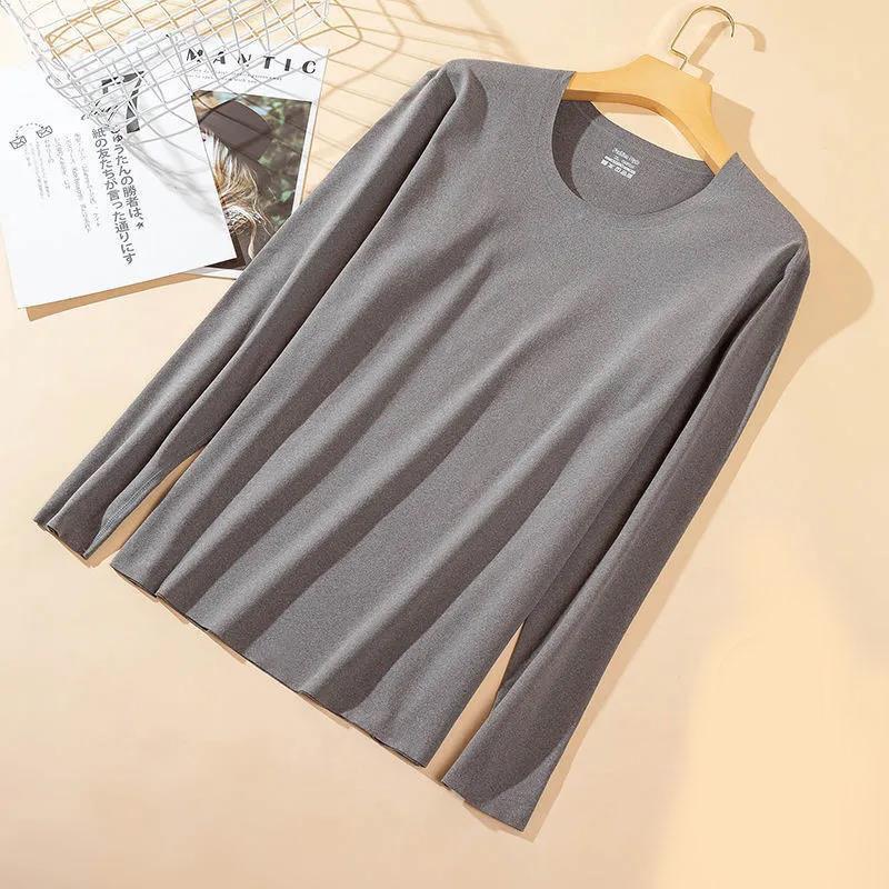 Non-marking Heating and Warm Men's Plus Velvet Thick Autumn and Winter Cold-proof Round Neck Stretch Shirt