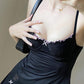 Retro Lace Patchwork Strap Bow Black Dress Mini Fashion Aesthetic Bow Club Party Sexy Dresses for Women Outfits