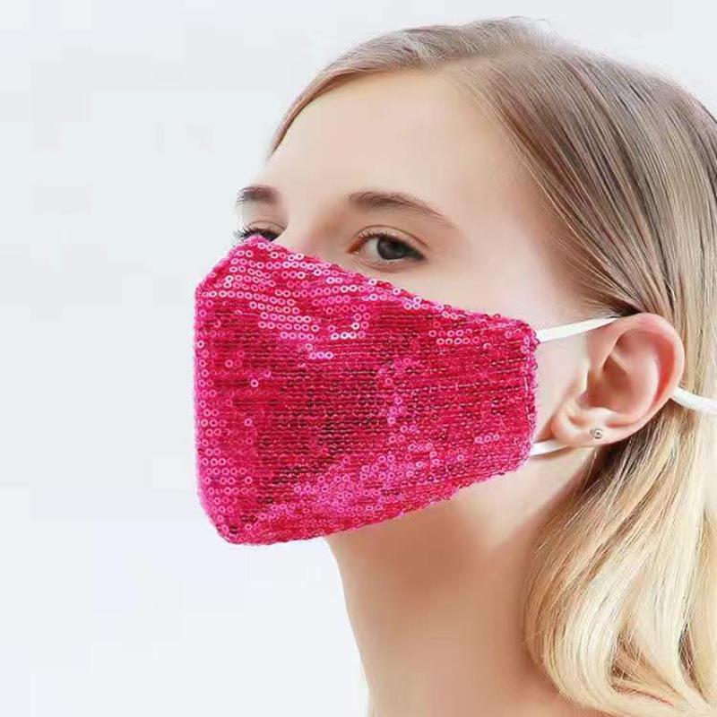Ladies Cotton Sequin Masks Fall Winter High Quality Masks Warm Anti-smog Masks Solid Cotton Breathable Masks Adult Windproof Holiday Party Masks