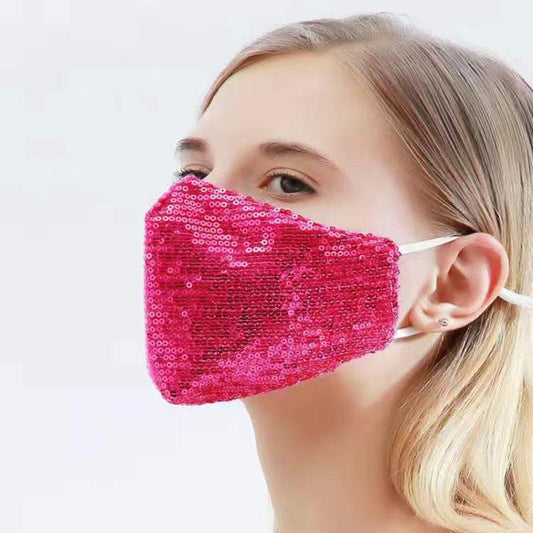 Ladies Cotton Sequin Masks Fall Winter High Quality Masks Warm Anti-smog Masks Solid Cotton Breathable Masks Adult Windproof Holiday Party Masks