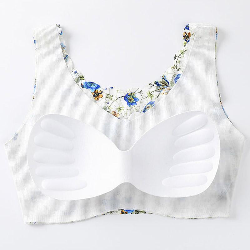 Seamless Ice Silk Fabric Lace Lace Beautiful Back No Steel Rings Gathering Sports Thin Anti-sagging Vest Floral Bra