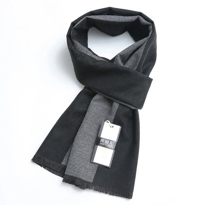 Men's Wool Scarf Korean Version of Wild Lattice Fringed Scarf Winter Thickening Warm Wool Scarf Christmas Gift